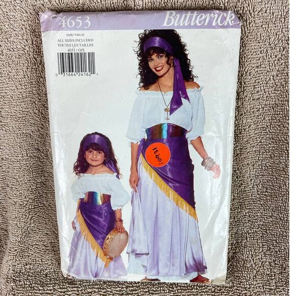 Butterick 4653 Sewing Pattern Misses Childrens Gypsy Costume Uncut - Picture 2 of 3